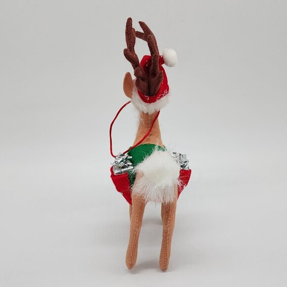 Annalee 2007 Felt Reindeer With Santa Hat & Decorative Saddle Bags Snowflakes - Picture 5 of 9